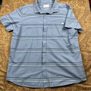 Hurley Shirt Mens XXL Blue Stripe Short SLV Baggy Beach‎ Skate Loose Y2K 90s